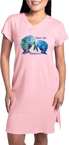 CafePress Two Save The Manatees In Blue Women's Nightshirt, Soft Long Pajama Shirt, Cotton PJs/Pyjamas in Saudi Arabia