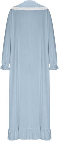 Women's Nightgowns Lace Trim Shawl Collar Nightgown Long Flare Sleeve Sleep Dress Ruffle Hem Loungewear in Saudi Arabia
