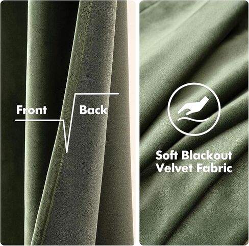 Miuleee Velvet Stretains Olive Green Green Gromant Grommet Startain Therporting Roofproof Room Darkening Stredains/Strucs for Classical Bedroom Decor in Saudi Arabia