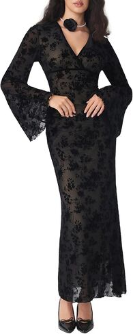 CIDER Floral Print Mesh Maxi Skirt Women's Elegant Evening Date Night Party Skirt in Saudi Arabia