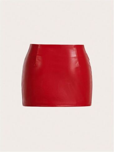 Wdirara Women's Zip Buckle Pu Leather Bodycon Mini Skirt Rave Club Y2K Skirt in Saudi Arabia
