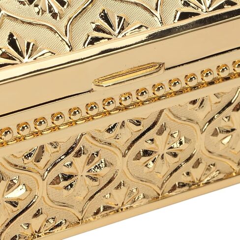 Rose Pattern Vintage Jewelry Box, Retro Rectangular Trinket Box Organizer Treasure Chest Box for Women Girls Ring Earrings Necklace Storage (Gold) in Saudi Arabia
