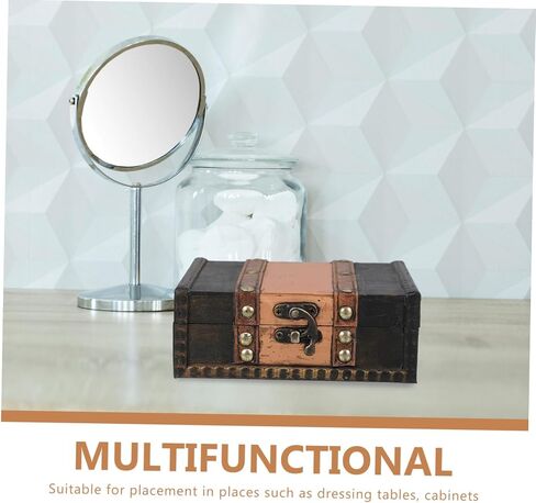 PRETYZOOM Vintage Wooden Jewelry Organizer Box Lockable Decorative Keepsake Chest for Trinkets Small Storage for Rustic Design Fine Craftsmanship in Saudi Arabia
