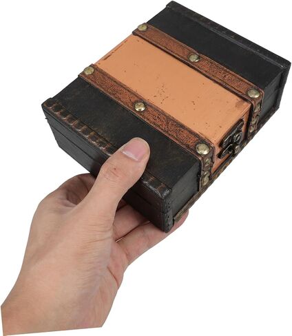 PRETYZOOM Vintage Wooden Jewelry Organizer Box Lockable Decorative Keepsake Chest for Trinkets Small Storage for Rustic Design Fine Craftsmanship in Saudi Arabia