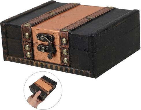 PRETYZOOM Vintage Wooden Jewelry Organizer Box Lockable Decorative Keepsake Chest for Trinkets Small Storage for Rustic Design Fine Craftsmanship in Saudi Arabia