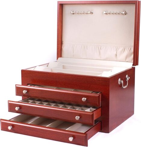 Co. #J03C Majestic- 3 Drawer Jewelry Chest, Solid Cherry, Made in the USA, Heritage Cherry finish in Saudi Arabia