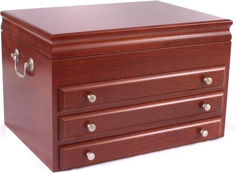 Co. #J03C Majestic- 3 Drawer Jewelry Chest, Solid Cherry, Made in the USA, Heritage Cherry finish in Saudi Arabia