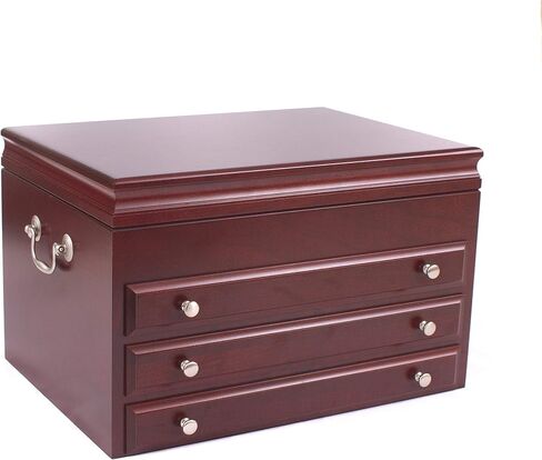 Co. #J03C Majestic- 3 Drawer Jewelry Chest, Solid Cherry, Made in the USA, Heritage Cherry finish in Saudi Arabia