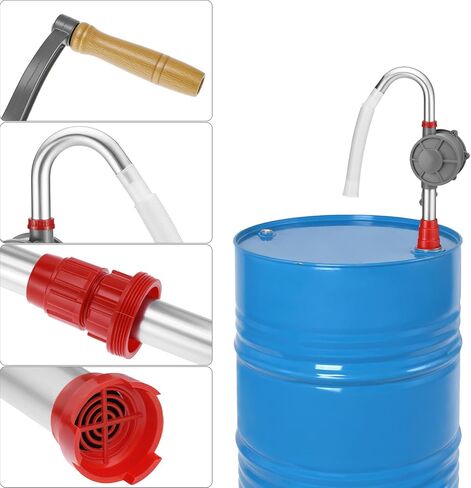 Qwork Qwork Pump Drum Drout Pump ، مضخة برميل يد كرنك غاز غاز Pram Pump الوقود الدوار للزيت لمدة 5 ، 15 ، 30 ، 55 جالون in Saudi Arabia