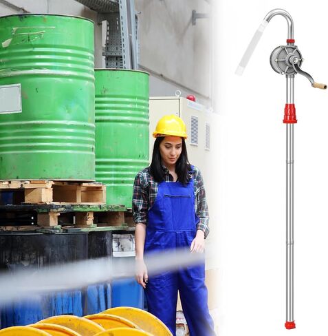 Qwork Qwork Pump Drum Drout Pump ، مضخة برميل يد كرنك غاز غاز Pram Pump الوقود الدوار للزيت لمدة 5 ، 15 ، 30 ، 55 جالون in Saudi Arabia