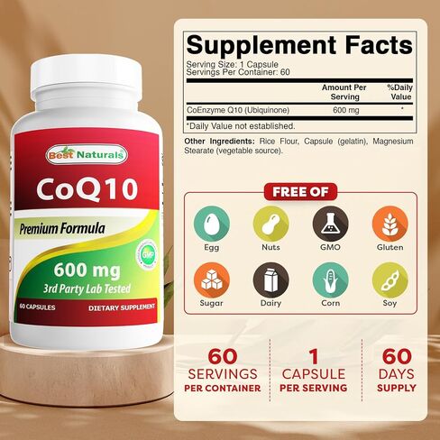 Best Naturals Best Naturals Coq10 Coenzyme Q10 200 Mg Capsule, 120Count in Saudi Arabia