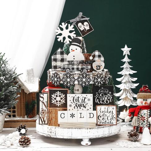 17 قطعة من رجل خبز الزنجبيل لعيد الميلاد، مجموعة ديكور صينية متدرجة، زينة عيد الميلاد، رجل خبز الزنجبيل الخشبي، ديكور طاولة عيد الميلاد لعيد الميلاد الشتوي، قطعة مركزية لطاولة المكتب in Kuwait