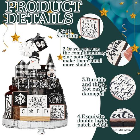 17 قطعة من رجل خبز الزنجبيل لعيد الميلاد، مجموعة ديكور صينية متدرجة، زينة عيد الميلاد، رجل خبز الزنجبيل الخشبي، ديكور طاولة عيد الميلاد لعيد الميلاد الشتوي، قطعة مركزية لطاولة المكتب in Kuwait