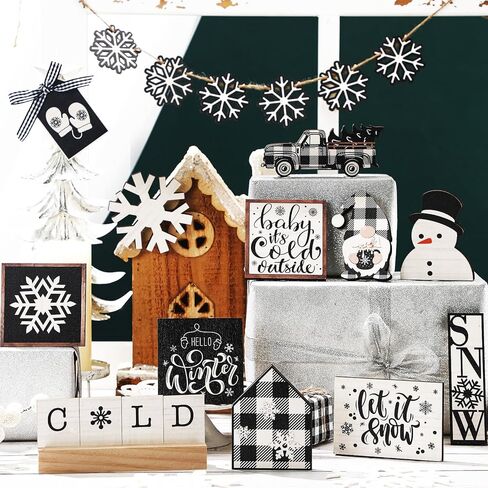 17 قطعة من رجل خبز الزنجبيل لعيد الميلاد، مجموعة ديكور صينية متدرجة، زينة عيد الميلاد، رجل خبز الزنجبيل الخشبي، ديكور طاولة عيد الميلاد لعيد الميلاد الشتوي، قطعة مركزية لطاولة المكتب in Kuwait