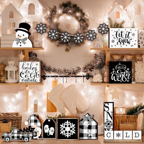 17 قطعة من رجل خبز الزنجبيل لعيد الميلاد، مجموعة ديكور صينية متدرجة، زينة عيد الميلاد، رجل خبز الزنجبيل الخشبي، ديكور طاولة عيد الميلاد لعيد الميلاد الشتوي، قطعة مركزية لطاولة المكتب in Kuwait