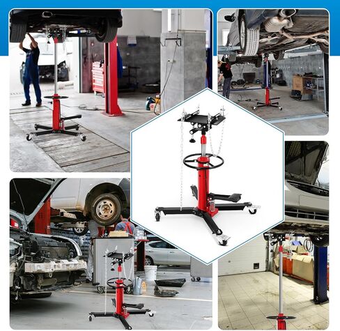 Transmission Jack 1100 lbs, 1/2 Ton Capacity, 34"-68" Lifting Range, 2-Stage Hydraulic Telescopic Jack with Foot Pedal, 360° Swivel Wheels, Heavy-Duty for Auto Repair, Maintenance, Blue in Saudi Arabia