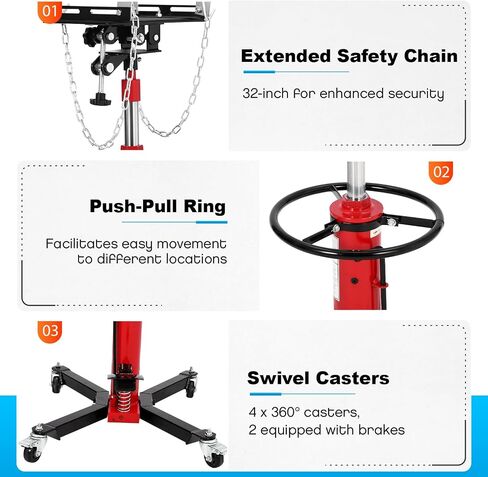 Transmission Jack 1100 lbs, 1/2 Ton Capacity, 34"-68" Lifting Range, 2-Stage Hydraulic Telescopic Jack with Foot Pedal, 360° Swivel Wheels, Heavy-Duty for Auto Repair, Maintenance, Blue in Saudi Arabia