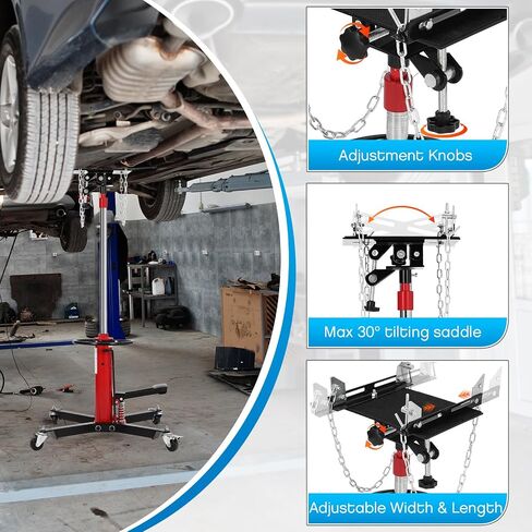 Transmission Jack 1100 lbs, 1/2 Ton Capacity, 34"-68" Lifting Range, 2-Stage Hydraulic Telescopic Jack with Foot Pedal, 360° Swivel Wheels, Heavy-Duty for Auto Repair, Maintenance, Blue in Saudi Arabia
