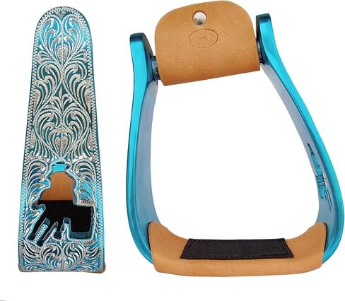CHALLENGER Horse Western Purple Aluminium Engraved Barrel Racer Angled Stirrups 51151PR in Saudi Arabia