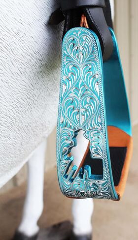 CHALLENGER Horse Western Purple Aluminium Engraved Barrel Racer Angled Stirrups 51151PR in Saudi Arabia