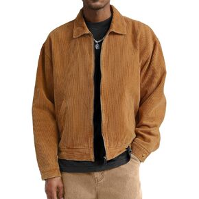 Comdecevis Men's Corduroy Bomber Jacket Zip Up Coat Trucker Vintage Jacket With Pocket&Lining in Kuwait