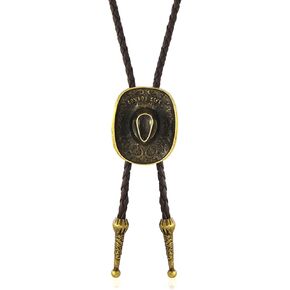 Western Cowboy Bolo Tie Men Leather Necktie Leather Cord Gold Halloween Ties Accessories for Men Women in Saudi Arabia