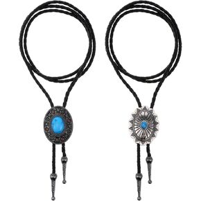 2 Pcs Bolo tie, Vintage Necktie Round Shape Western Cowboy Oval Cool Retro Bola Tie Costume Accessories for Men Women in Saudi Arabia
