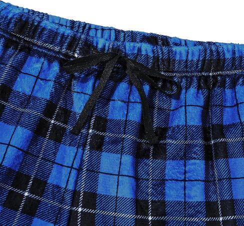 Mens Fuzzy Plaid Pajama Pants - Brushed Flannel Sleepwear with Drawstring & Pockets， Plaid & Print Pj Pants in Saudi Arabia