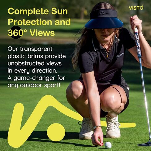 Visto Wide Brim Sports Poundor مع حافة شفافة-حماية من أشعة الشمس UV-100 ٪ من القطن الصيني-حزام فيلكرو قابل للتعديل in Kuwait