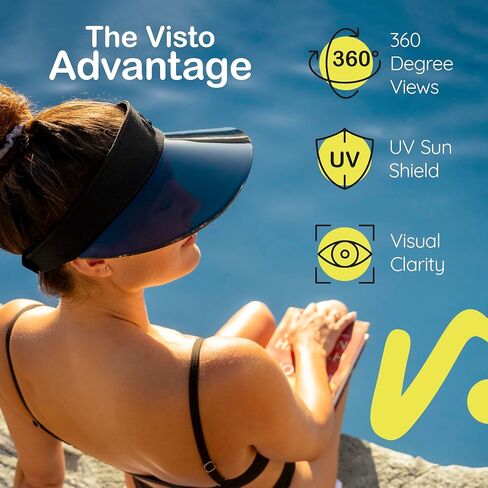 Visto Wide Brim Sports Poundor مع حافة شفافة-حماية من أشعة الشمس UV-100 ٪ من القطن الصيني-حزام فيلكرو قابل للتعديل in Kuwait