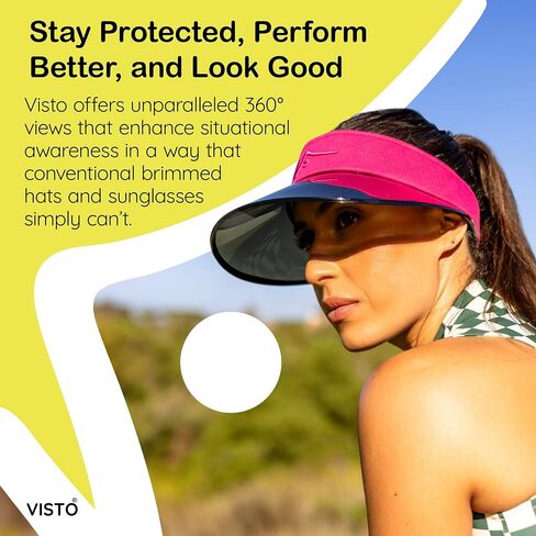 Visto Wide Brim Sports Poundor مع حافة شفافة-حماية من أشعة الشمس UV-100 ٪ من القطن الصيني-حزام فيلكرو قابل للتعديل in Kuwait