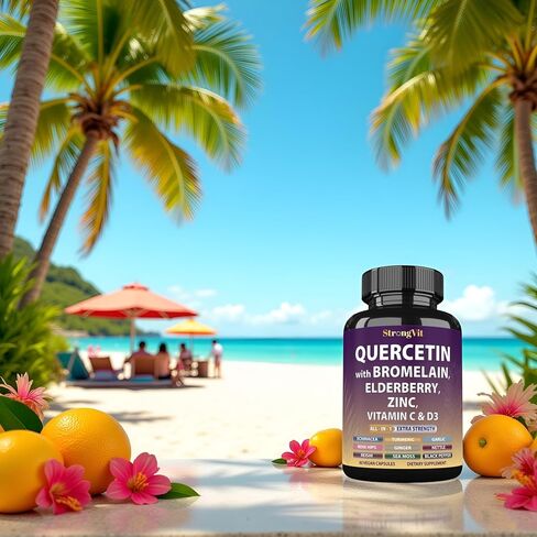 Quercetin مع Bromelain ، Elderberry ، فيتامين C ، D3 والزنك. ملحق دعم المناعة الفائقة. مجمع عضوي للرجال والنساء ، غير المعدلة وراثيا ، خالية من الغلوتين ، نباتي ، الولايات المتحدة الأمريكية in Kuwait