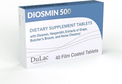 Dulàc - Diosmin 500 مع Horse Chestnut ، Butcher’s Brom و Red Grape & Hesperidin - ملحق غذائي - 40 قرصًا - مصنوع في إيطاليا in Kuwait