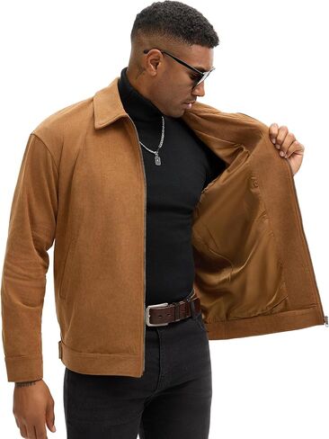 Comdecevis Men's Corduroy Bomber Jacket Zip Up Coat Trucker Vintage Jacket With Pocket&Lining in Saudi Arabia