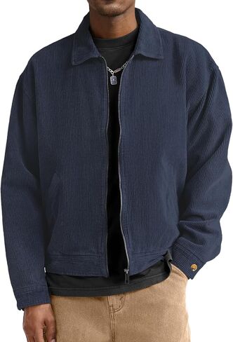 Comdecevis Men's Corduroy Bomber Jacket Zip Up Coat Trucker Vintage Jacket With Pocket&Lining in Saudi Arabia