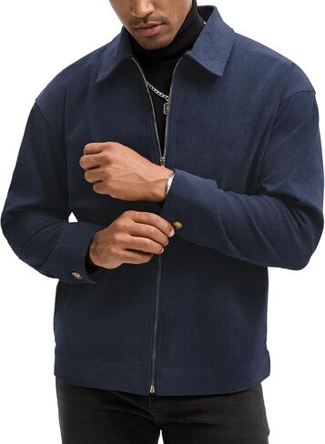 Comdecevis Men's Corduroy Bomber Jacket Zip Up Coat Trucker Vintage Jacket With Pocket&Lining in Saudi Arabia