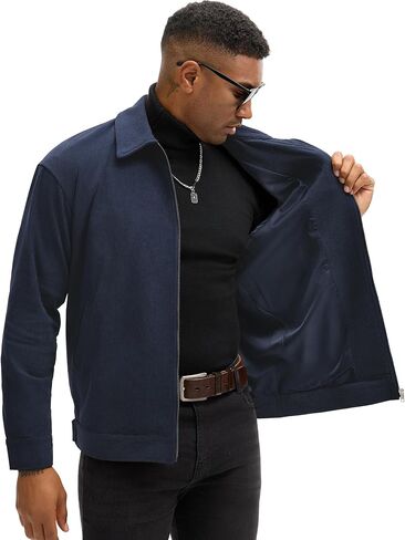 Comdecevis Men's Corduroy Bomber Jacket Zip Up Coat Trucker Vintage Jacket With Pocket&Lining in Saudi Arabia