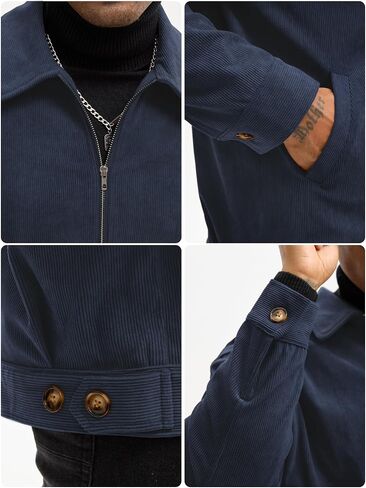 Comdecevis Men's Corduroy Bomber Jacket Zip Up Coat Trucker Vintage Jacket With Pocket&Lining in Saudi Arabia