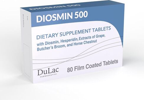 Dulàc - Diosmin 500 مع Horse Chestnut ، Butcher’s Brom و Red Grape & Hesperidin - ملحق غذائي - 40 قرصًا - مصنوع في إيطاليا in Kuwait