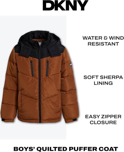 DKNY Boys Puffer Jacket - Heavyweight Quilted Wind & Water Resistant Boys Winter Coat Poly Taffeta Insulated Winter Jacket in Kuwait