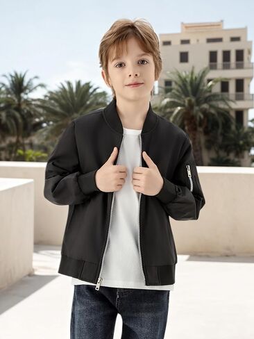 Wulful Boy's Bomber Jackets Kids Spring Fall zip Up Varsity Windbreak Jackets in Kuwait