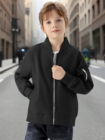Wulful Boy's Bomber Jackets Kids Spring Fall zip Up Varsity Windbreak Jackets in Kuwait