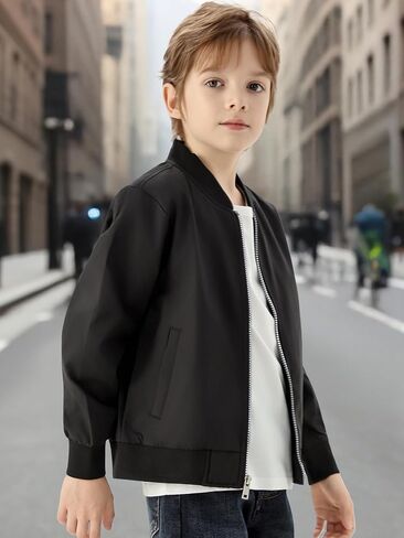 Wulful Boy's Bomber Jackets Kids Spring Fall zip Up Varsity Windbreak Jackets in Kuwait