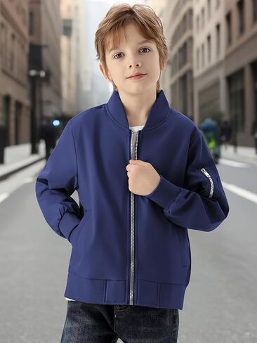Wulful Boy's Bomber Jackets Kids Spring Fall zip Up Varsity Windbreak Jackets in Kuwait