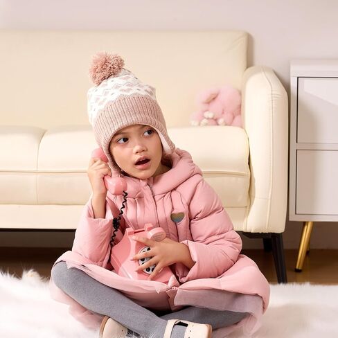 Monimo Girls Winter Hat Knitted Earflaps Girls Beanie Thicken Fleece Lining Kids Winter Hat in Saudi Arabia