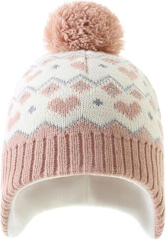 Monimo Girls Winter Hat Knitted Earflaps Girls Beanie Thicken Fleece Lining Kids Winter Hat in Saudi Arabia