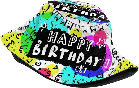 Happy Birthday Printed Bucket Hats Beach Sun Hat for Unisex Summer Travel Outdoor Cap in Kuwait
