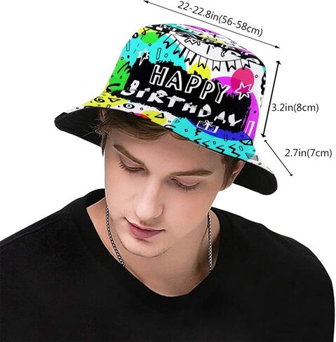 Happy Birthday Printed Bucket Hats Beach Sun Hat for Unisex Summer Travel Outdoor Cap in Kuwait