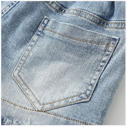 Elastic Waist Girl's Denim Shorts Frayed Casual Summer Shorts in Saudi Arabia