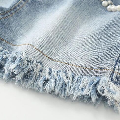 Elastic Waist Girl's Denim Shorts Frayed Casual Summer Shorts in Saudi Arabia